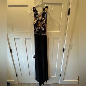 Morgan & Co. Black and Gold Floral Maxi Dress